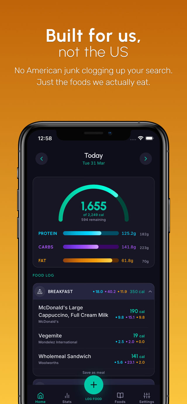 Built for us, not the US — daily food log with macros