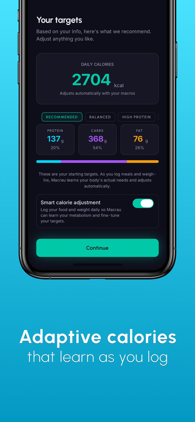 Adaptive calories that learn as you log